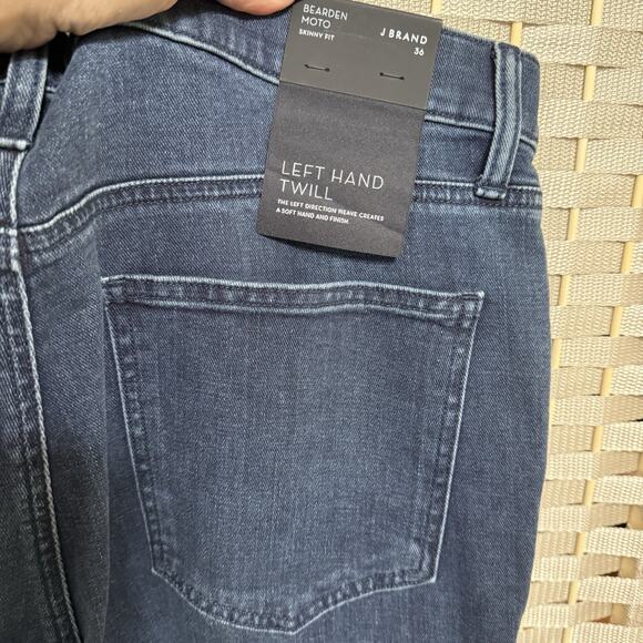 J Brand BEARDEN MOTO JEANS Men 36 Dark Blue Wash Skinny Fit Left Hand Twill NEW - Picture 7 of 11